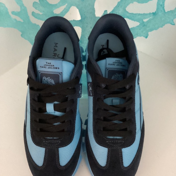 MARC JACOBS Leather Colorblock Pattern Blue Sneakers 37 US 7 - Picture 8 of 16
